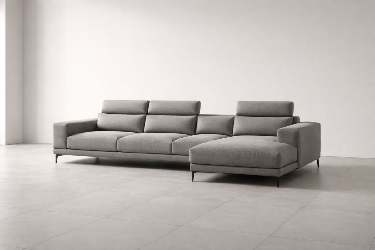Ecksofa mit Chaiselongue aus Stoff in Grau 280x160x80 cm