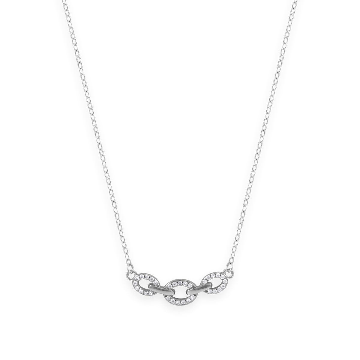 Collier en argent 925 rhodié avec oxydes de zirconium