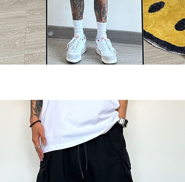 emeisa - Effen cargoshorts met trekkoordtaille