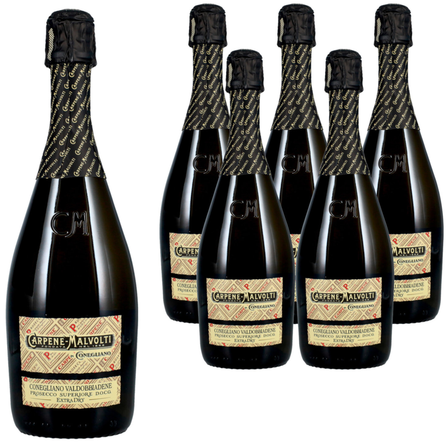 Prosecco Superiore di Valdobbiadene Conegliano DOCG Carpené Malvolti, extra dry 6x 75cl -6x 75cl