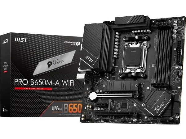 MSI PRO B650M-A WIFI - Bundkort - micro ATX - Socket AM5 - AMD B650 Chipset - USB-C 3.2 Gen2, USB 3.2 Gen 2, USB 3.2 Gen 1 - 2.5 Gigabit LAN, Wi-Fi 6E, Bluetooth - onboard grafik (CPU påkrævet) - HD Audio (8-kanaler)