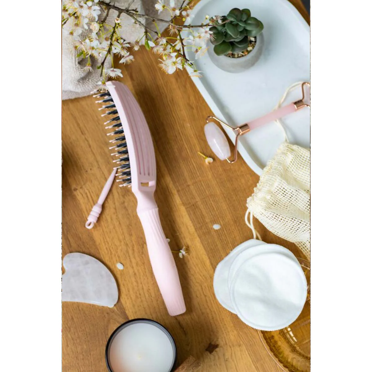 Brosse FINGERBRUSH CARE ICONIC Pastel Pink Sanglier & Nylon Taille M