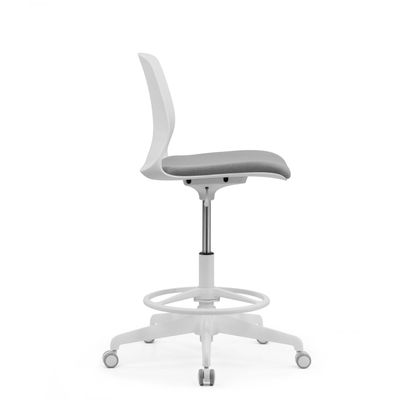 Siege technique LYNA - tabouret assis-debout - hauteur réglable - repose-pieds - gris/blanc