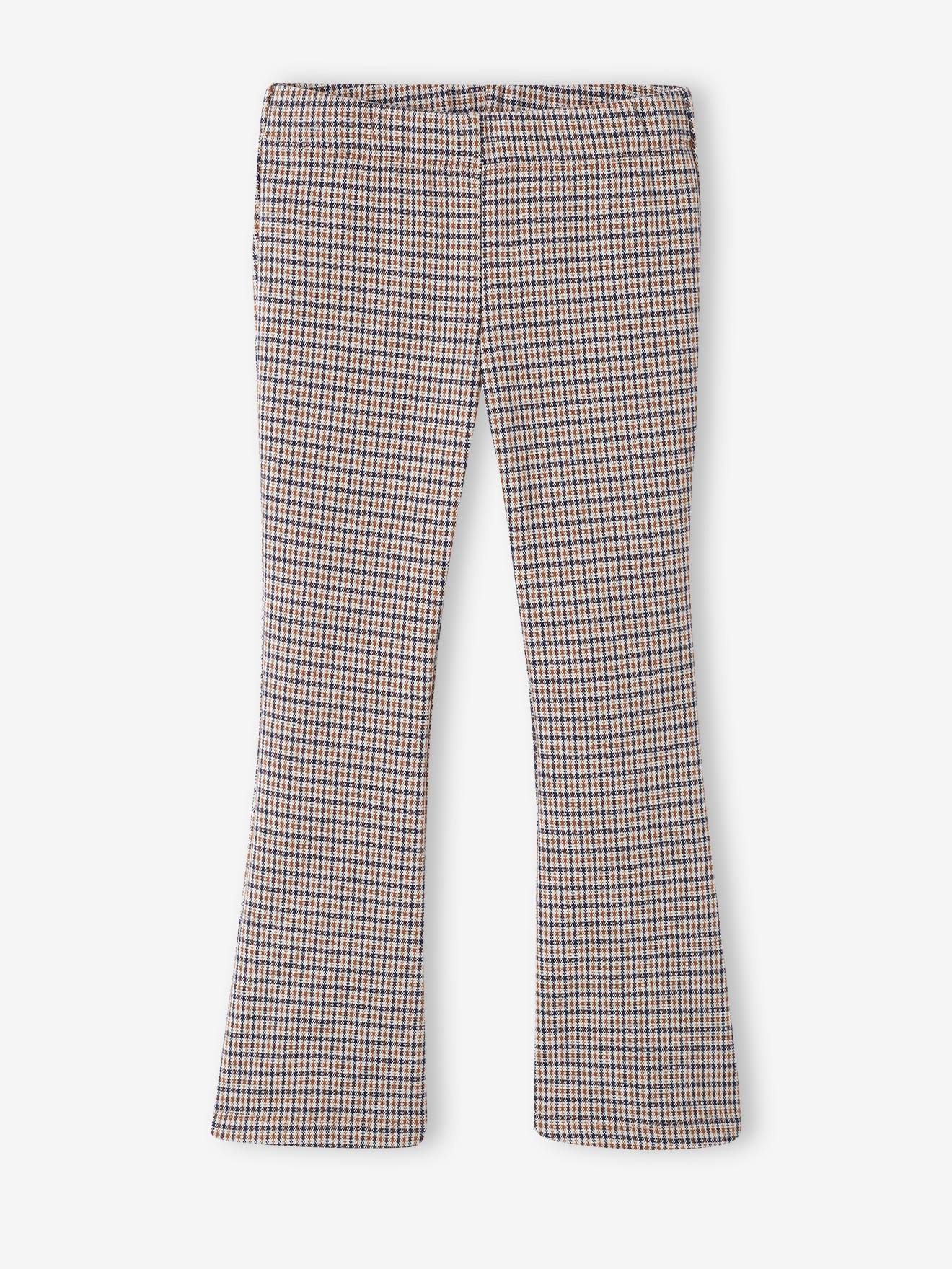 Leggings xadrez Príncipe de Gales marrom com barra flare para meninas