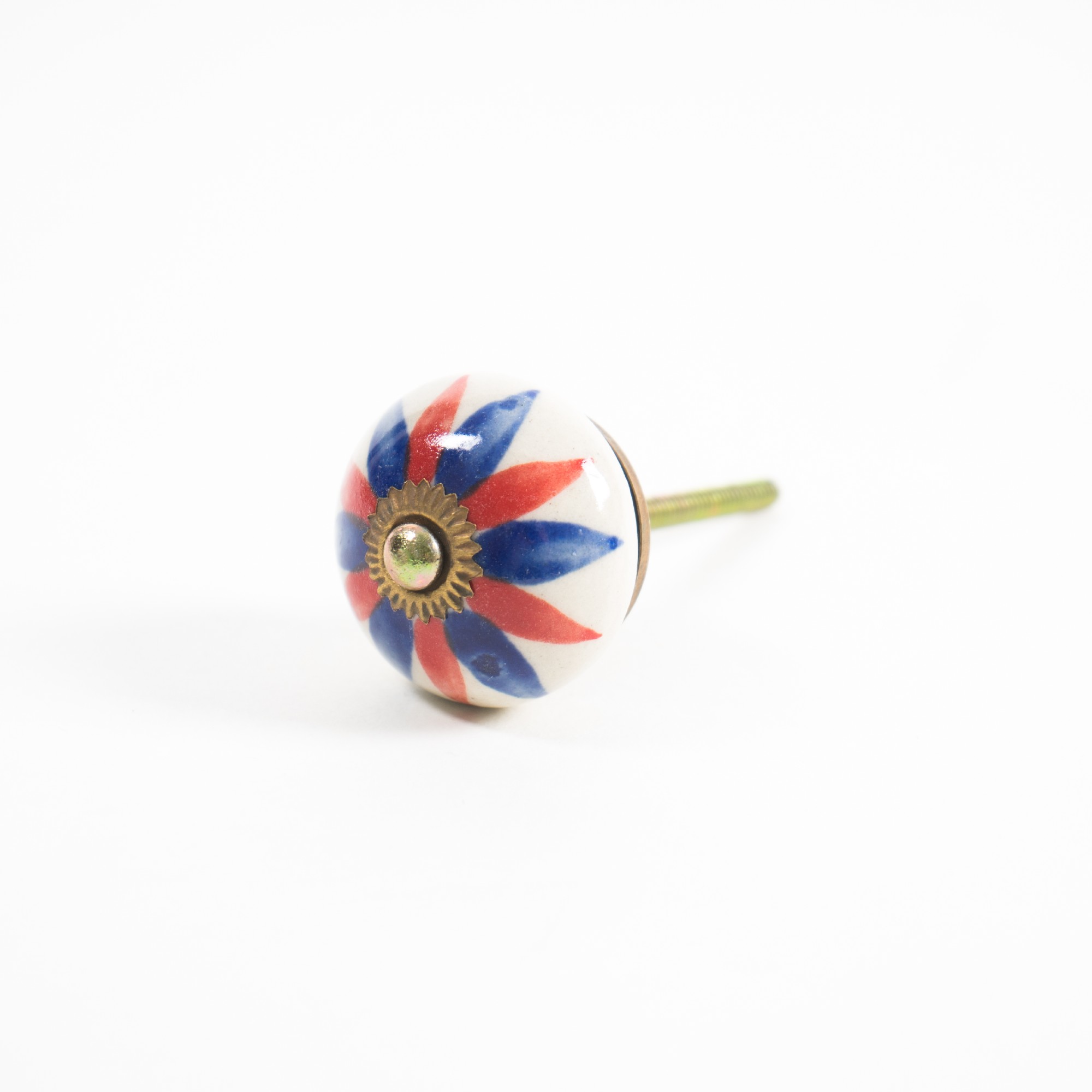 Keramik-Knauf rund, weiß/blau/rot Ø 3,7 cm, L 2,7 cm günstig bestellen