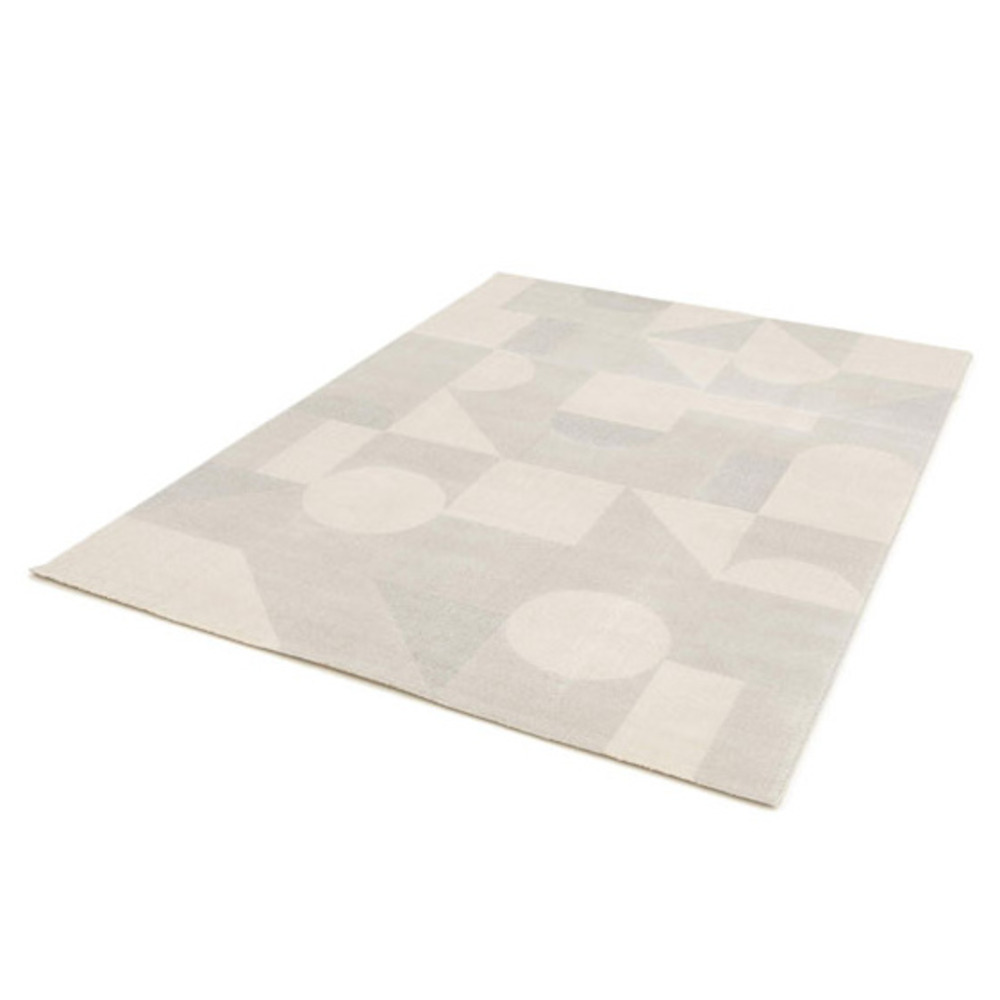 Tapis intérieur géométrique - bauhaus - gris et beige naturel - 120 x 170 cm