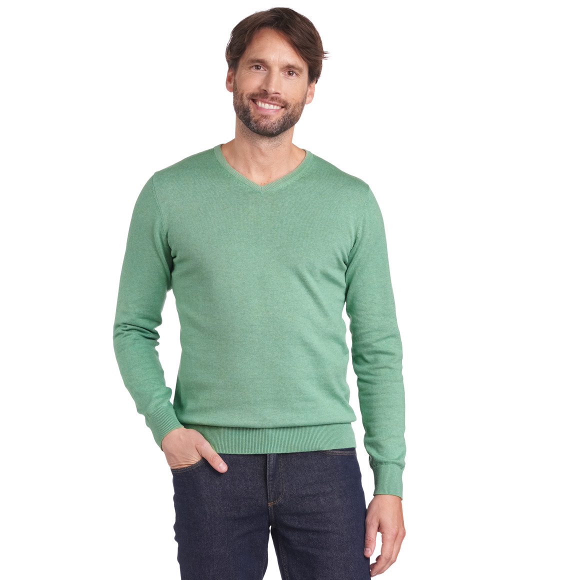 VanVaan Herren Feinstrickpullover mit V-Ausschnitt hellgrün