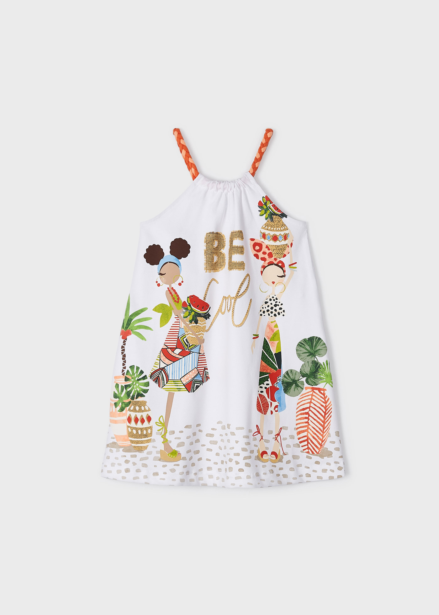 Vestido com estampa de algodão sustentável para meninas