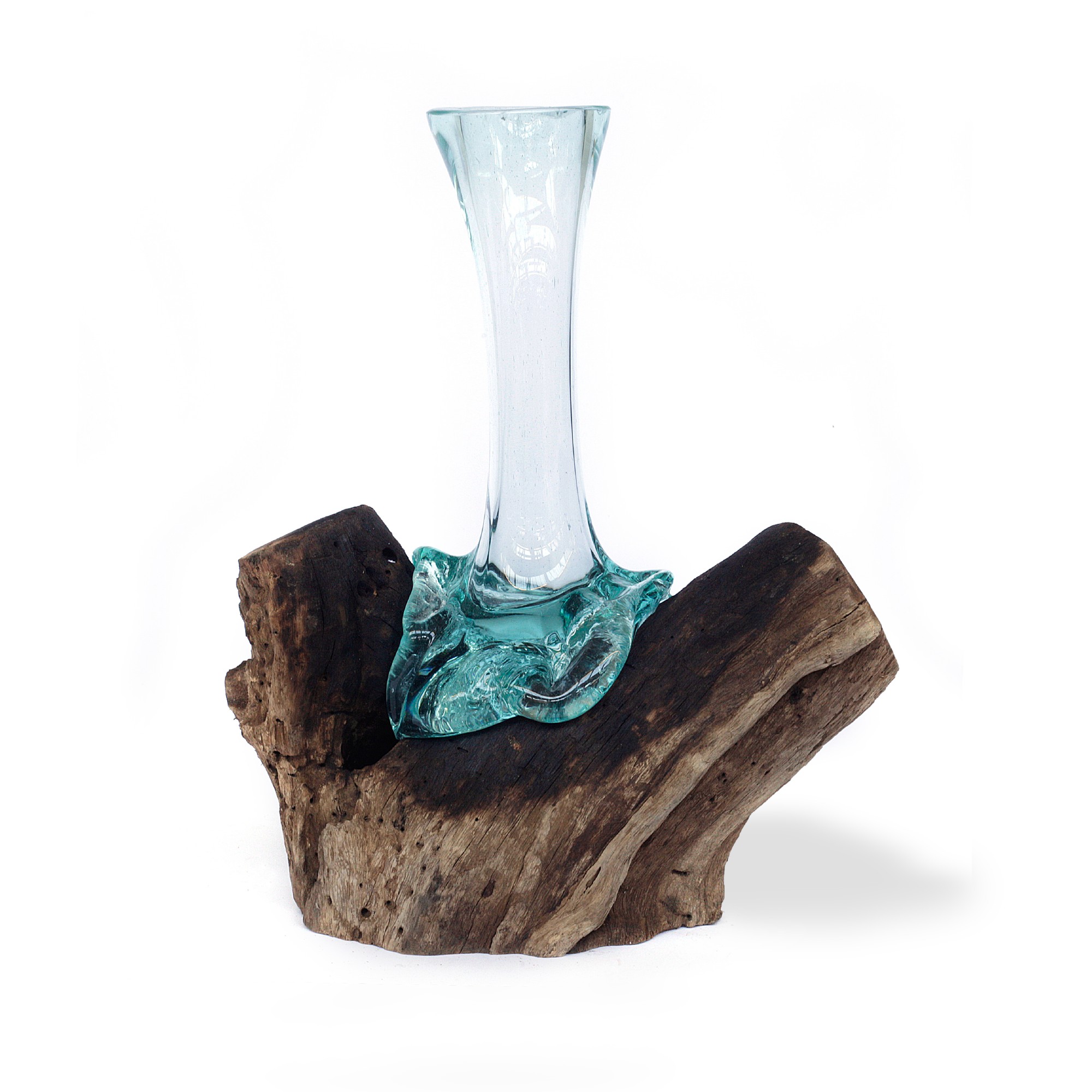 Glasvase aus Wurzelholz, B ca. 20 cm, H ca. 30 cm von fischer's lagerhaus