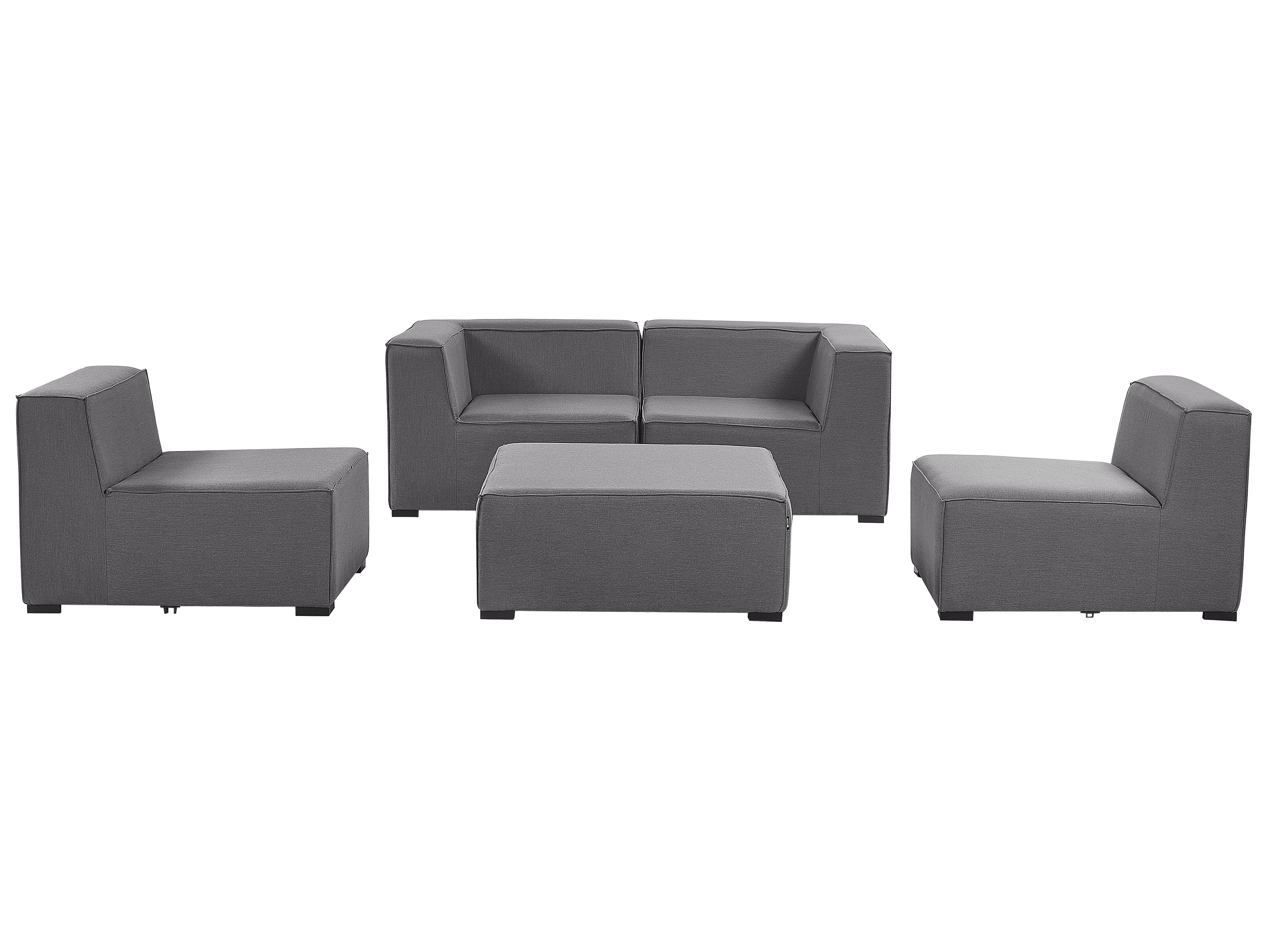 Tuin loungebank met ottomaan 4-zits AREZZO modulair Grijs