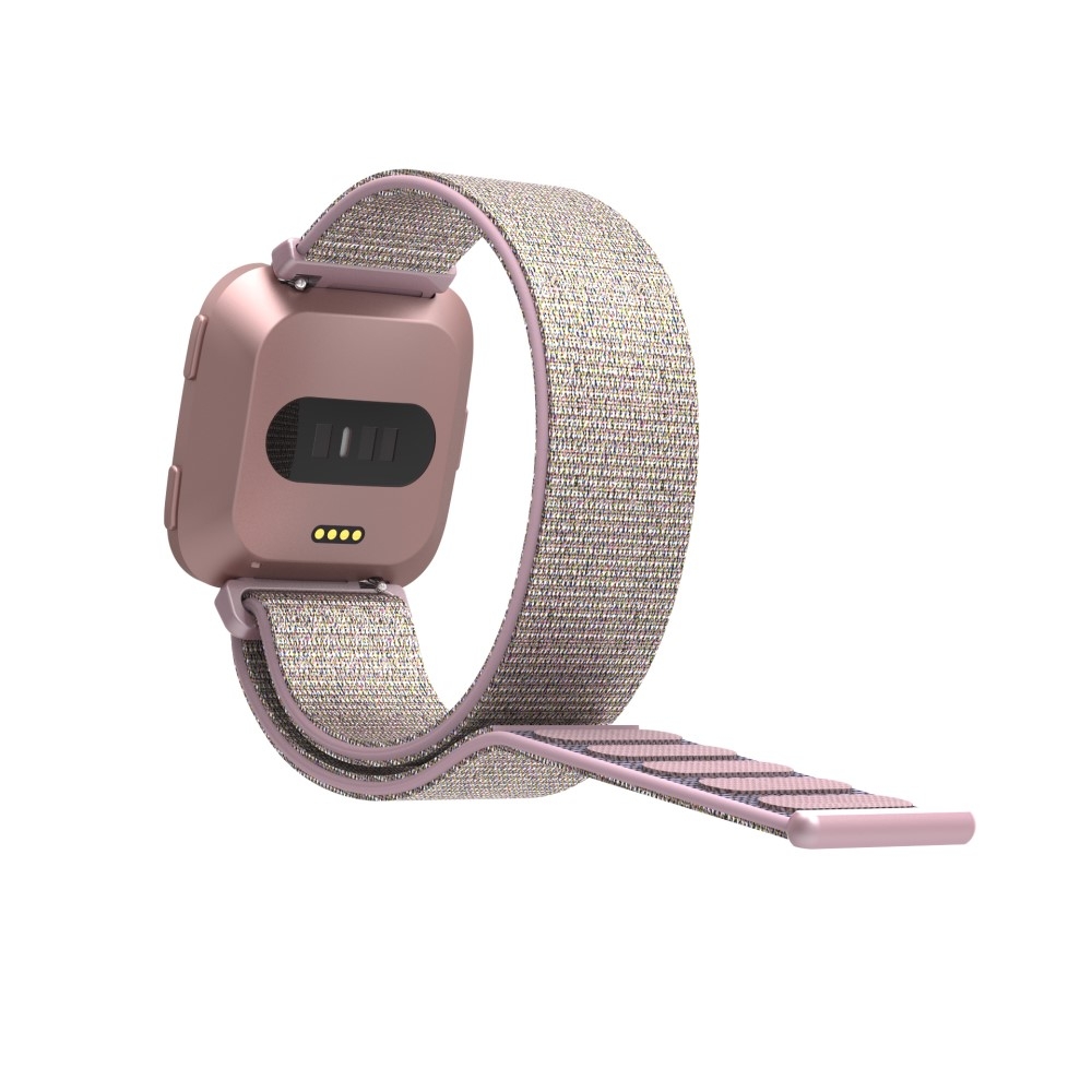 Fitbit Versa / Versa 2 / Versa Lite Nylon Klettverschluss Ersatz Armband - Rosa / Silber