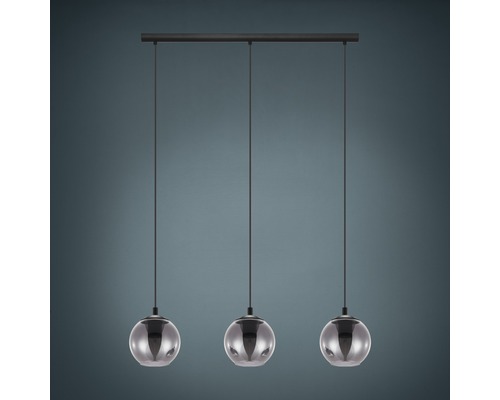 Hanglamp, 3-lichts, HxL 110x76,5 cm, zwart/transparant
