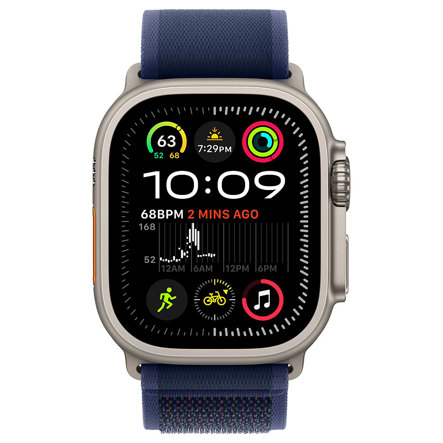 Apple Watch Ultra 2 GPS + Cellular 49 mm - Titane Naturel - Bracelet Trail Bleu M/L