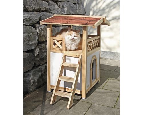 KERBL Tyrol Alpin Buitenkattenhuis 77x59x88 cm naturel