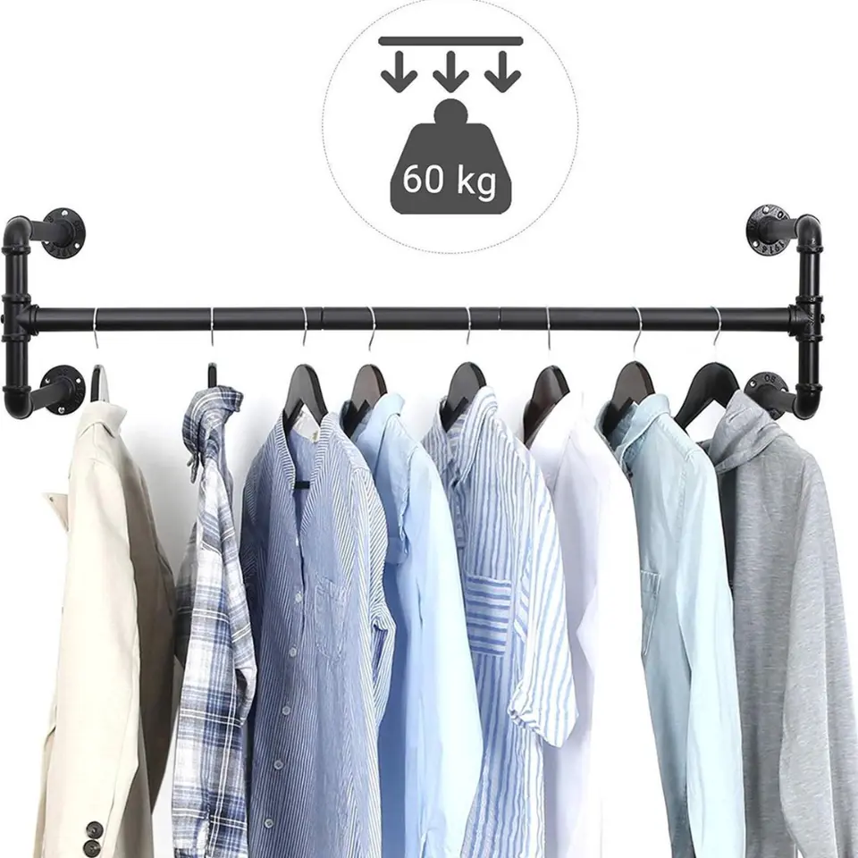 Set van 2 ophangrails - industriële look - zwart