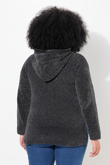Chenille-Hoodie, Kapuze, Kordel, Langarm