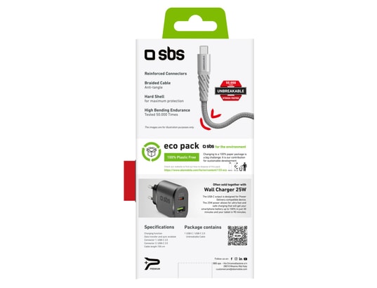 SBS - Câble USB -C vers USB-C ultra resistant