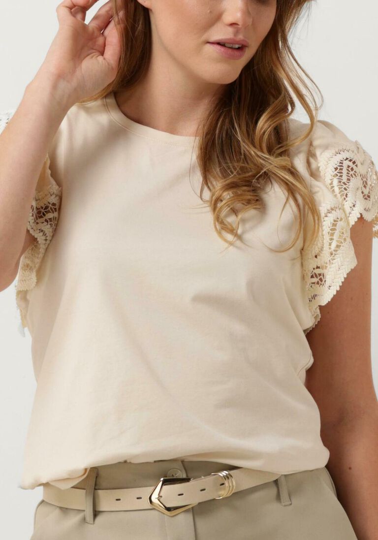 SUMMUM gebroken wit summum t-shirt jersey top tee with lace