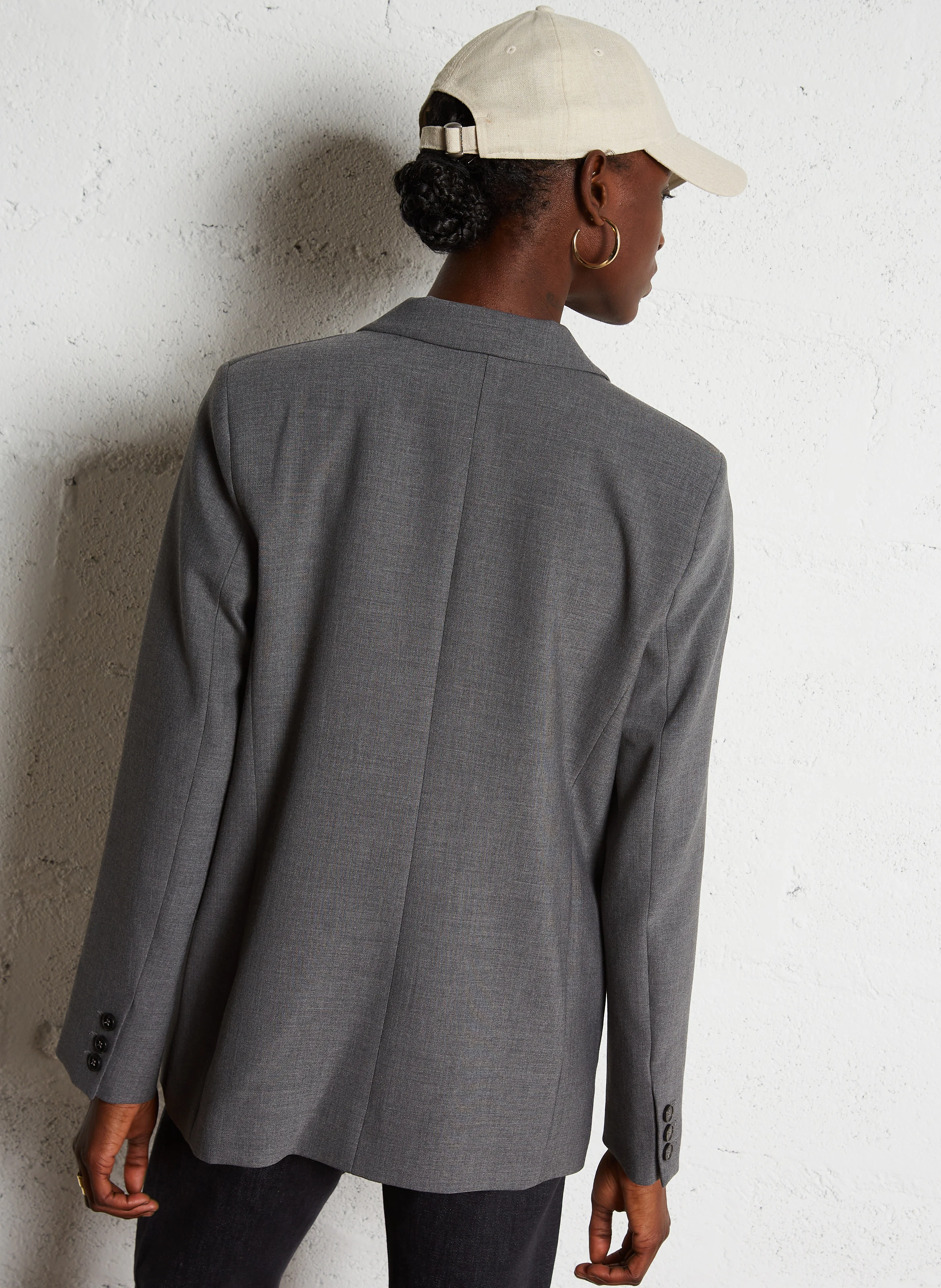 Veste droite col tailleur | Gris