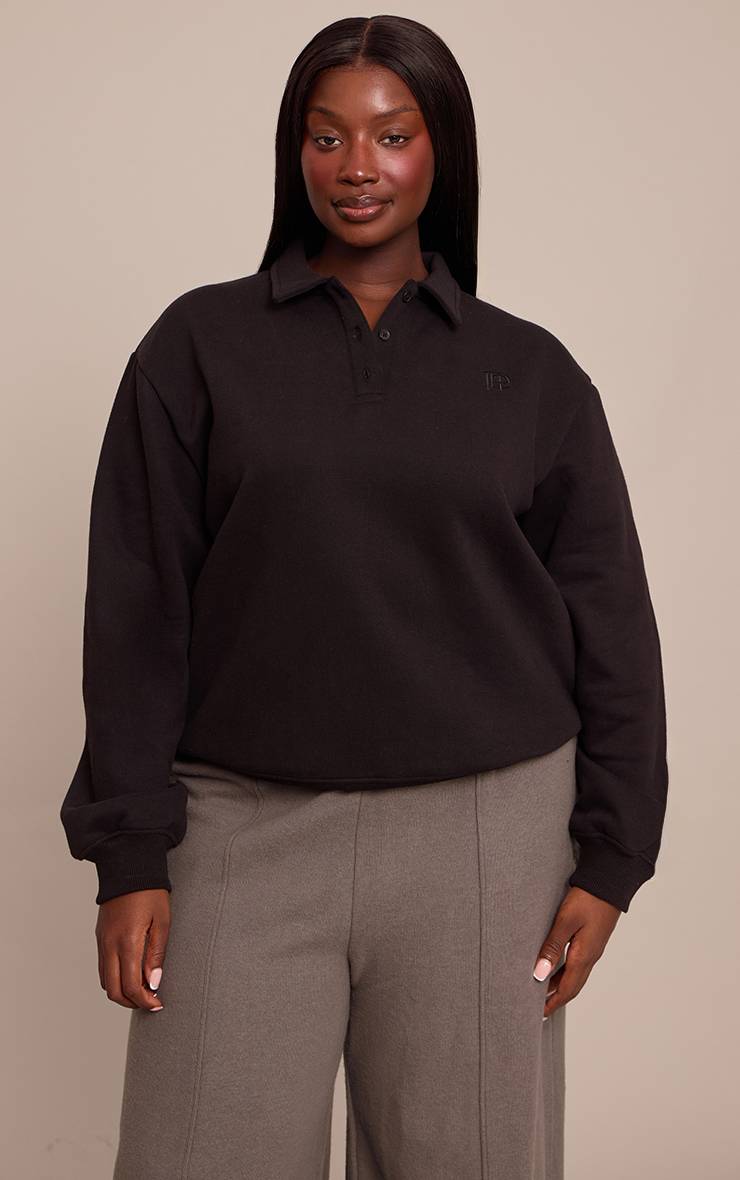 Noir Sweat Polo Prettylittlething Grande Taille