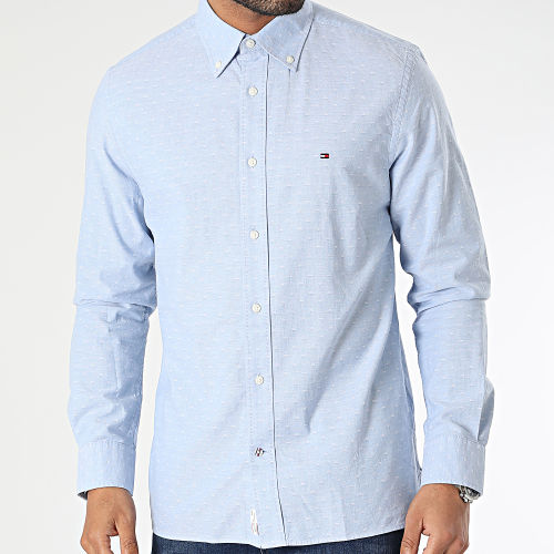 Chemise Manches Longues Flex Oxford Dobby 0664 Bleu Clair