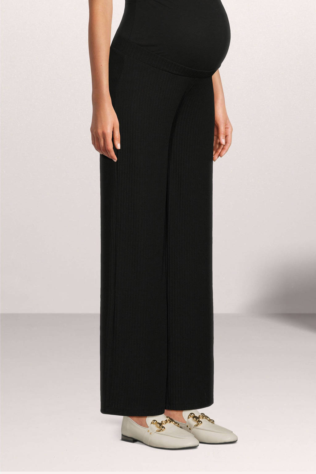 ONLY MATERNITY ribgebreide zwangerschapsbroek zwart