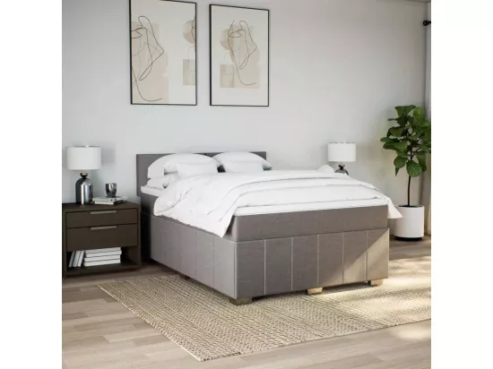 Sommier à lattes de lit avec matelas Taupe 140x190 cm Tissu