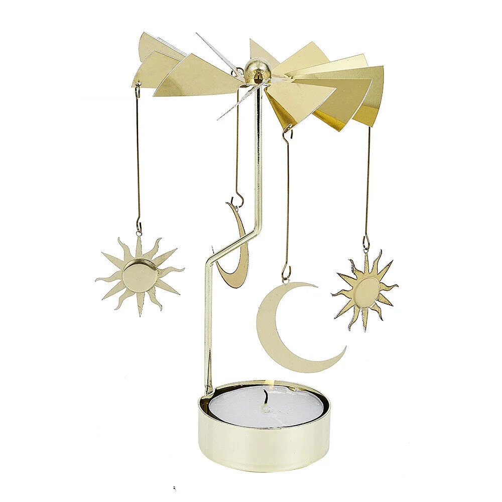 Bougeoir carrousel doré Ø8xH17cm