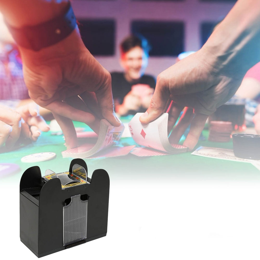 Automatische 6 Deck Spielkarten Mischmaschine Card Shuffler (Batteriebetrieben) - Schwarz