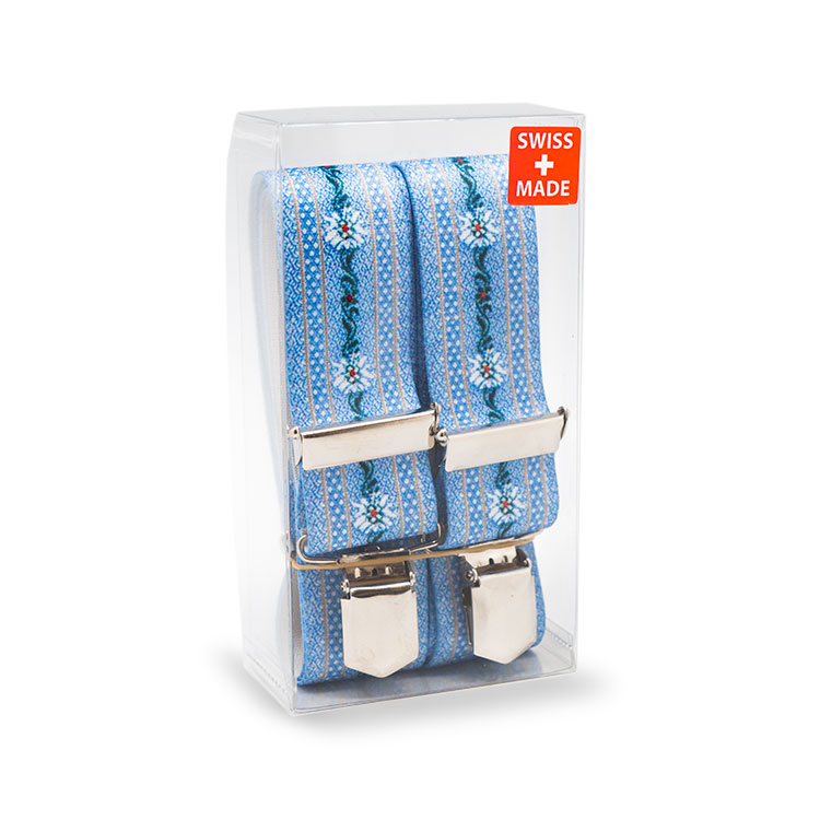 Hosenträger Erw. Ethno h'blau Swiss Made