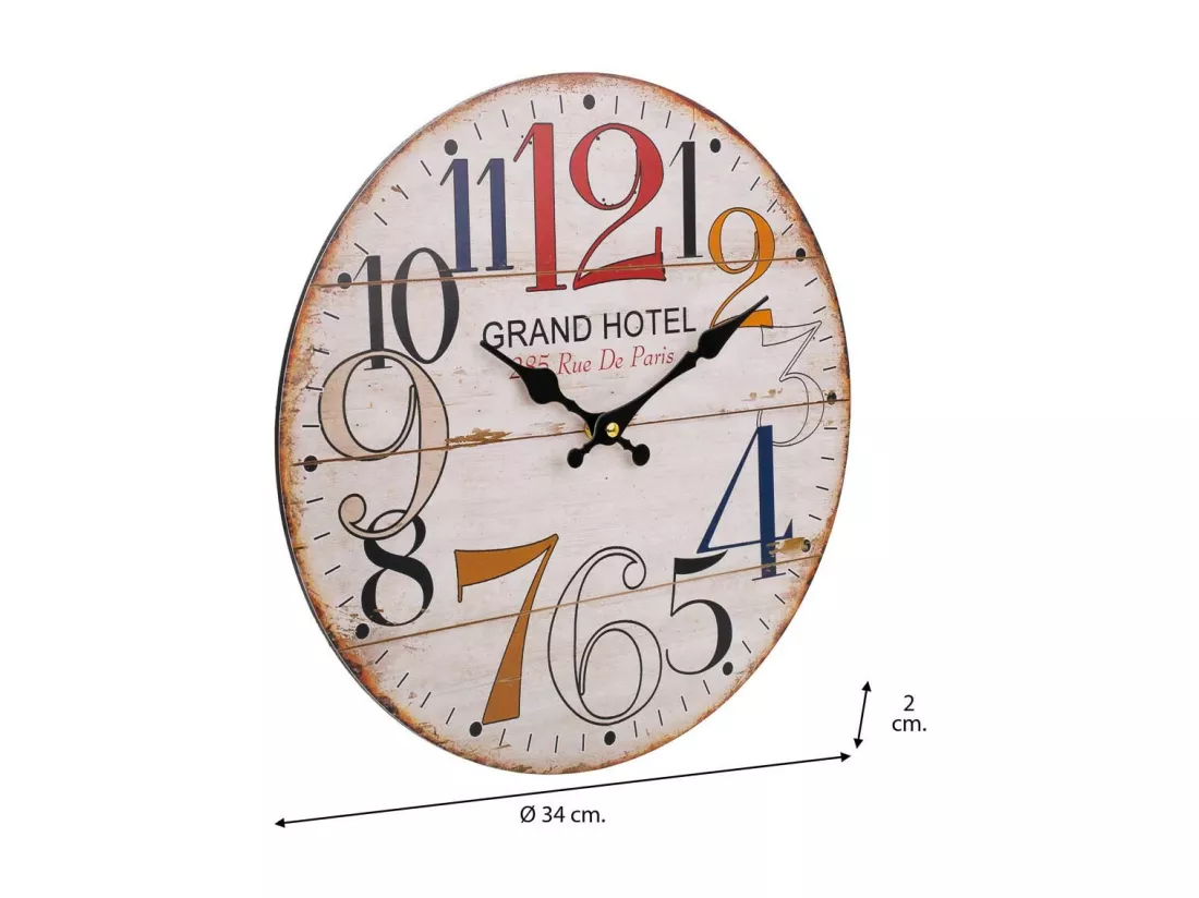 Horloge murale en bois blanc d34x2h