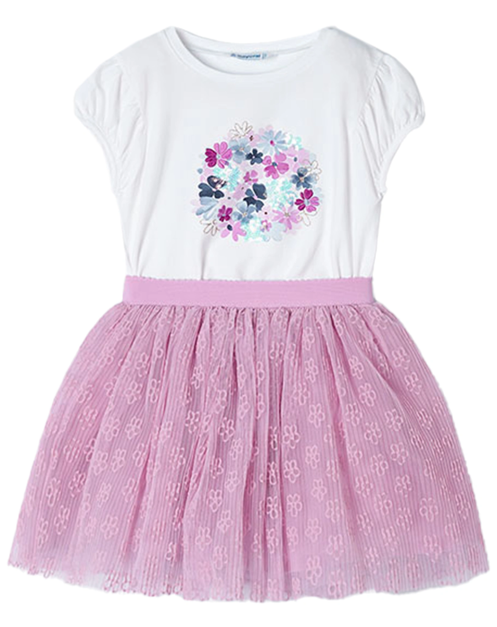 Tüll-Rock-Set ALBA FLOWERS mit T-Shirt in malve