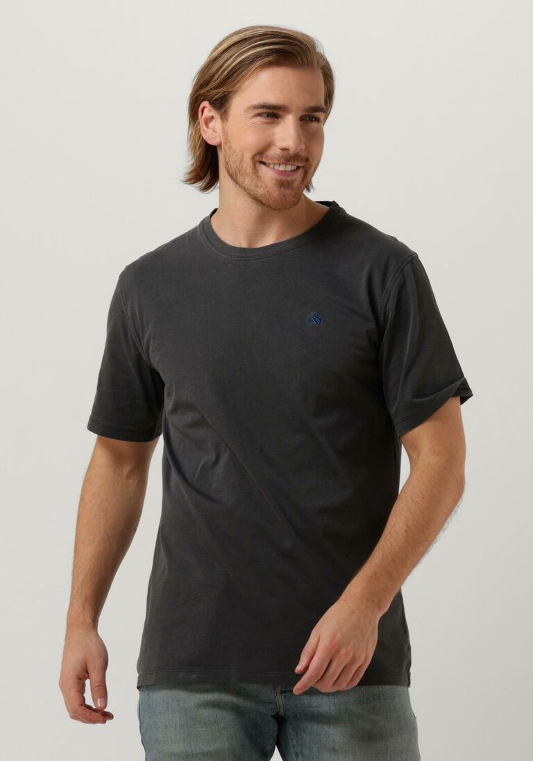 SCOTCH & SODA zwarte scotch & soda t-shirt garment dye logo embroidery tee