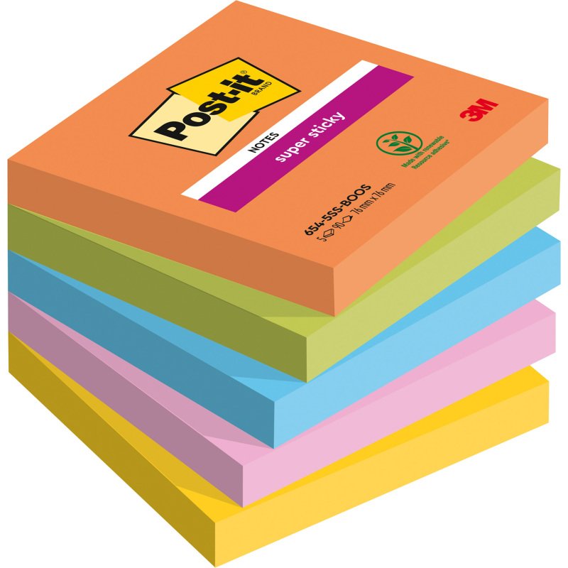 Notes repositionnables couleurs Boost Super Sticky Post-it - bloc de 90 feuilles