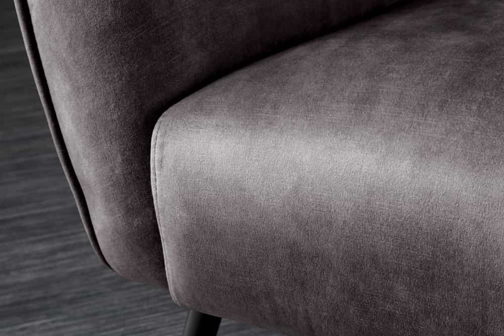 Design XL Sessel AMSTERDAM grau Samt schwarze Metallbeine Retro Stil