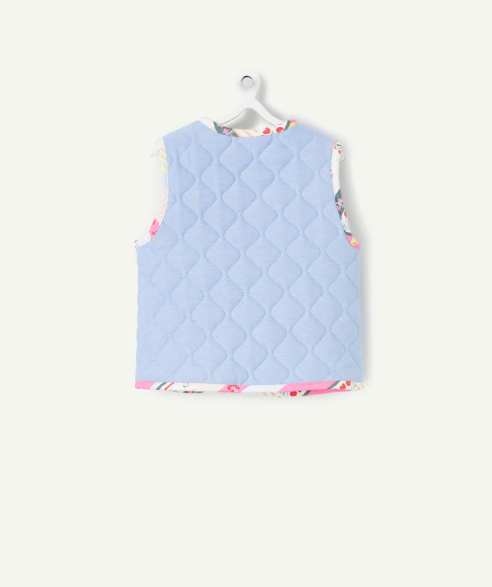 GILET SANS MANCHES RÉVERSIBLE BÉBÉ FILLE EN REMBOURRAGE RECYCLÉ PATCHWORK