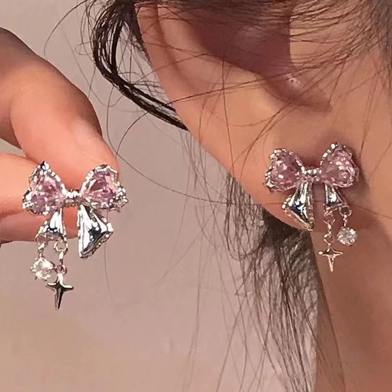 Chimerro - Oorbellen met strass-steentjes en strik