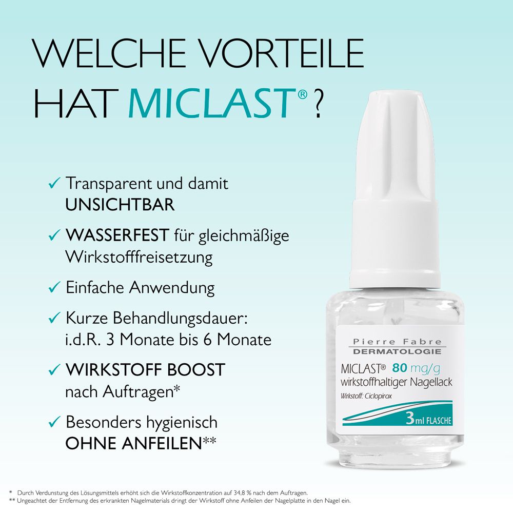 MICLAST® 80 mg/g wirkstoffhaltiger Nagellack gegen Nagelpilz 2x3ml