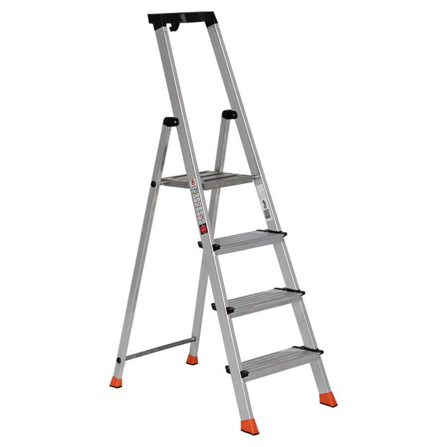Euroline 22578 Trapladder met veiligheidsbrug en gereedschapsbak, 4 treden