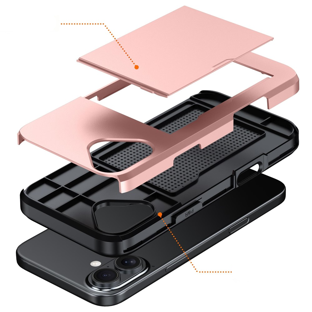 iPhone 17 Hybrid Hardcase Hülle mit integriertem Karten Portemonnaie (aufschiebbar) - Schwarz