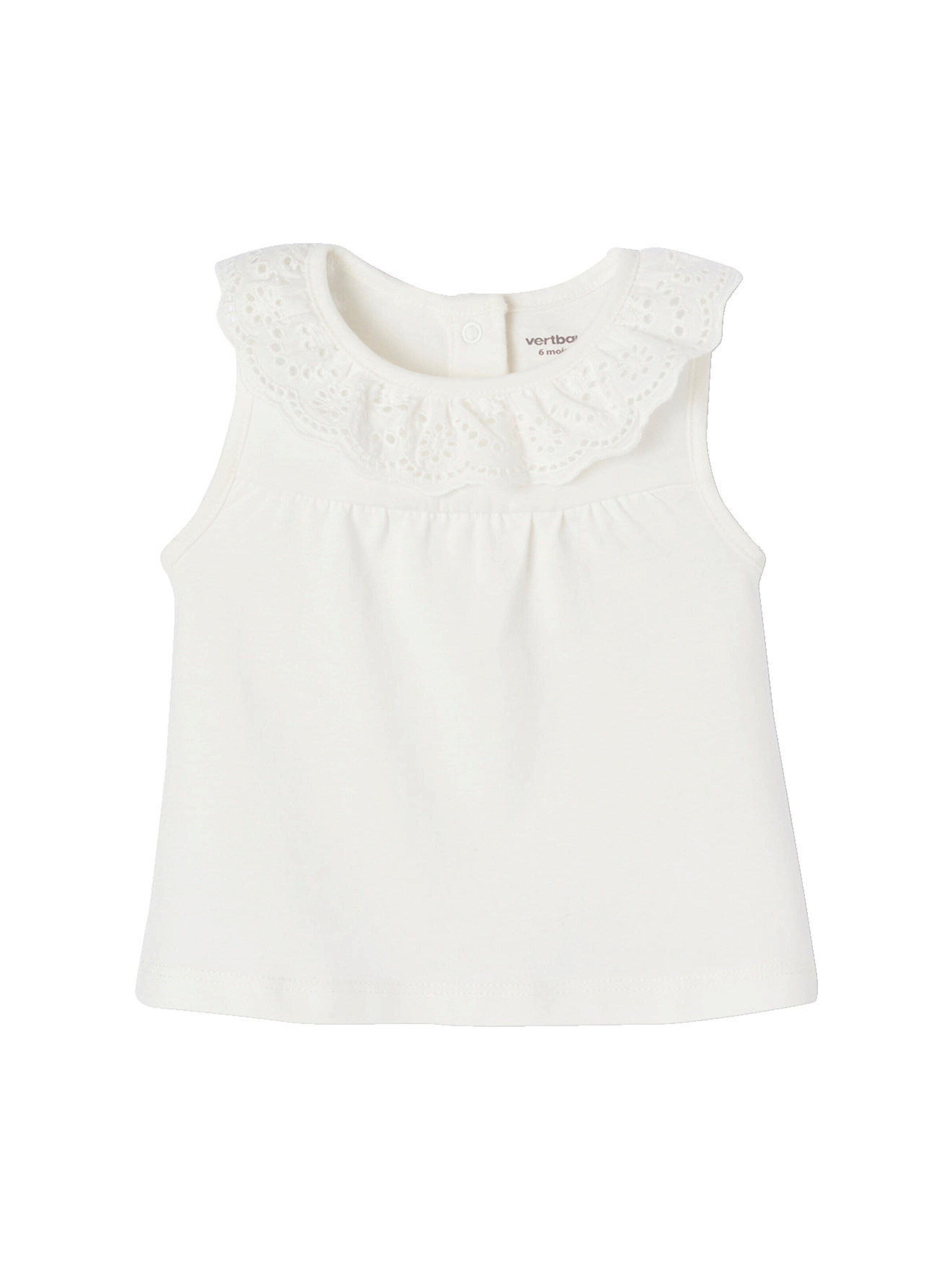 Vertbaudet Festliches Mädchen Baby Top mit besticktem Volantkragen weiß