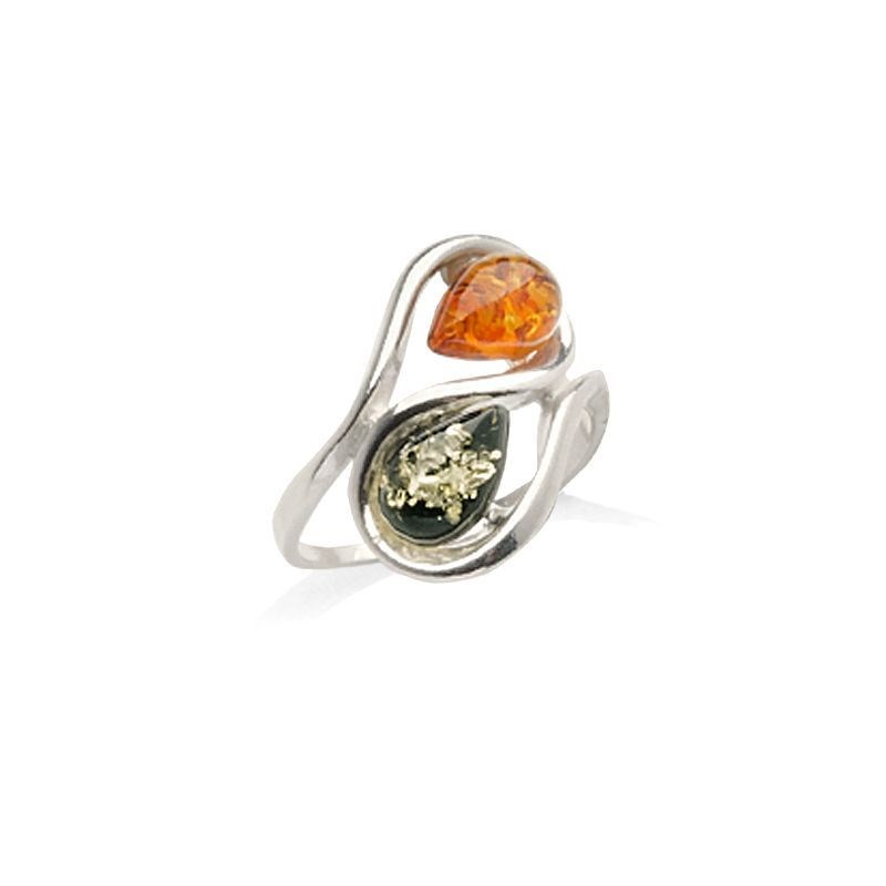 Bague argent 925 Ambre veritable de la mer Baltique