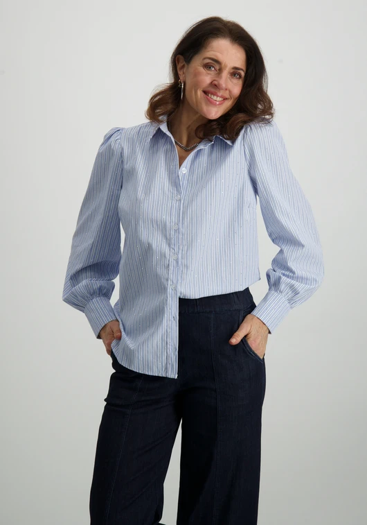 Tramontana Striped blouse rhinestone C13-15-301