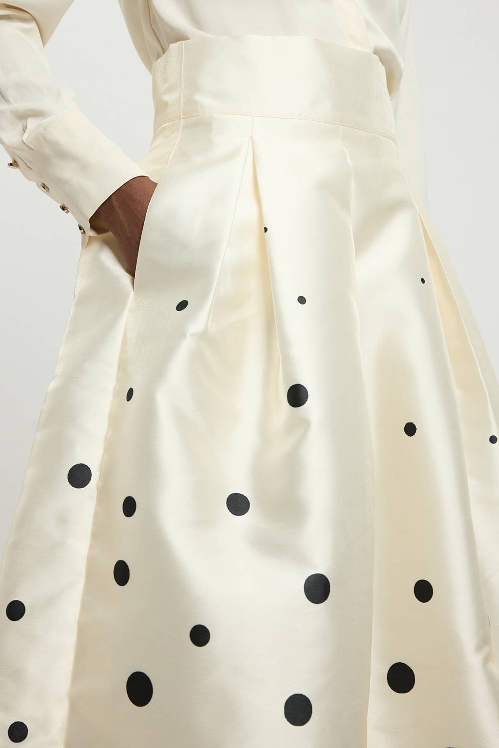 KarenMillen Jupe De Bal En Sergé Tissé À Pois Bordure Petite