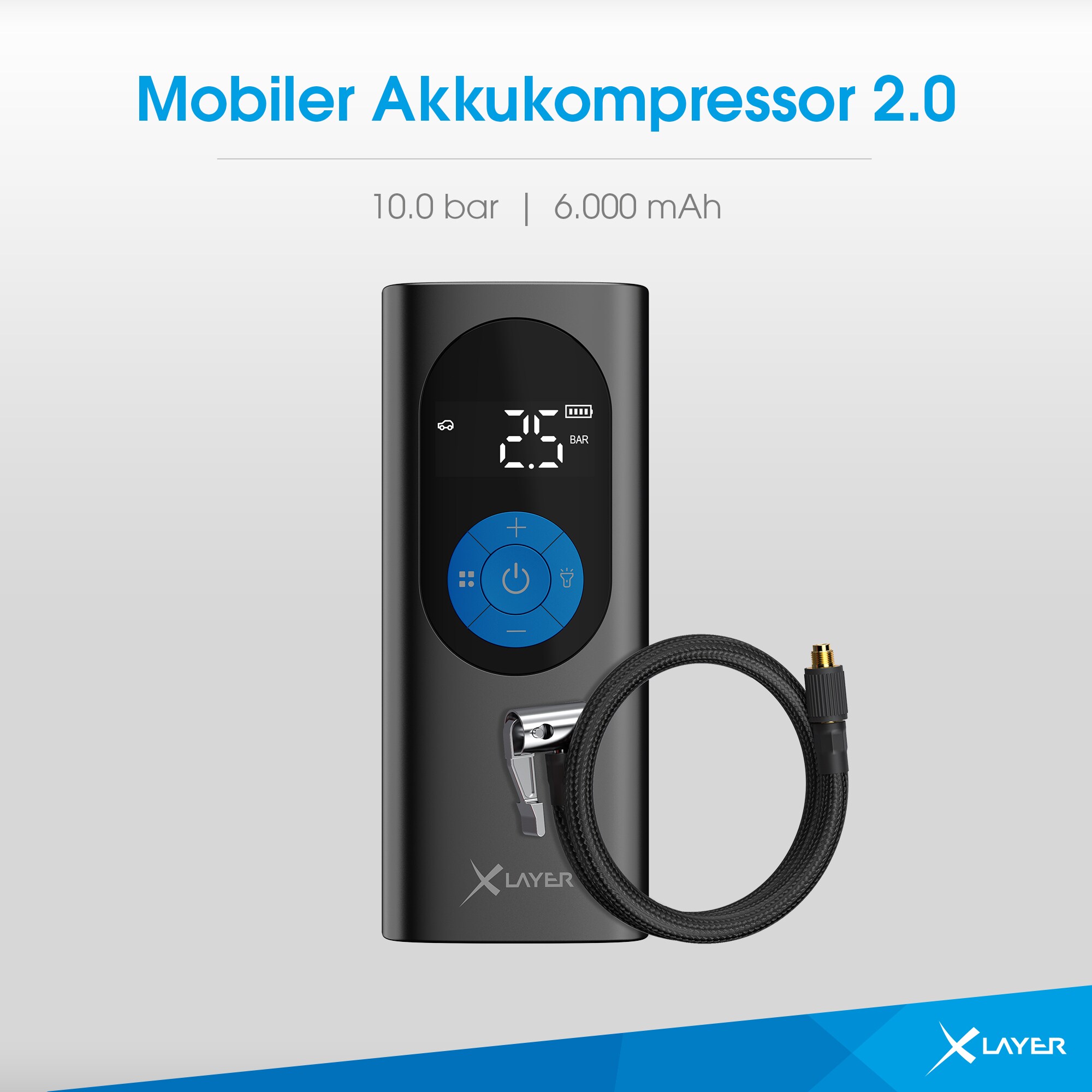 Xlayer Mobiler Akkukompressor 2.0 10.0 bar 6.000 mAh