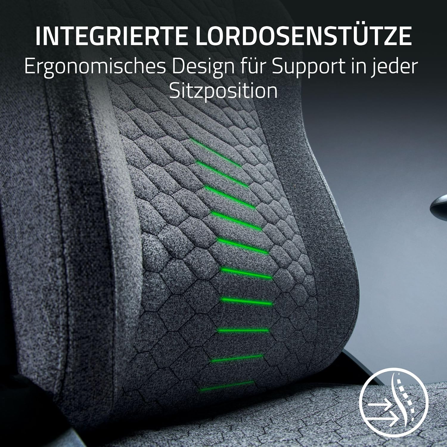 Razer Iskur V2 X - Basis-Gaming-Stuhl mit integrierter Lendenwirbelstütze (hochverdichtete Schaumstoffpolster, 2D-Armlehnen, weicher Stoff) Grau