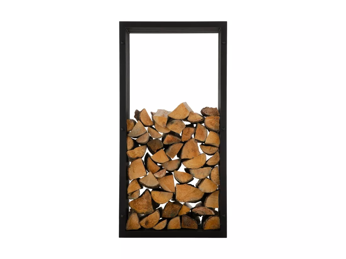 Etagère bois de cheminée - Métal - 50 x 40 x 100cm - Noir-mat - Irving