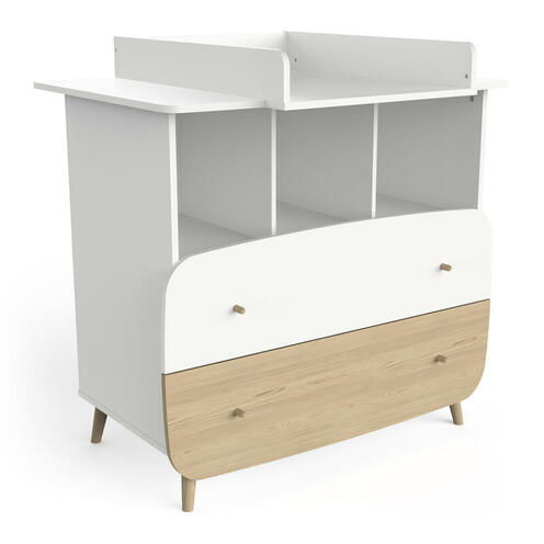 Commode 2 tiroirs 3 niches FIRMIANA Blanc - CBA Meubles