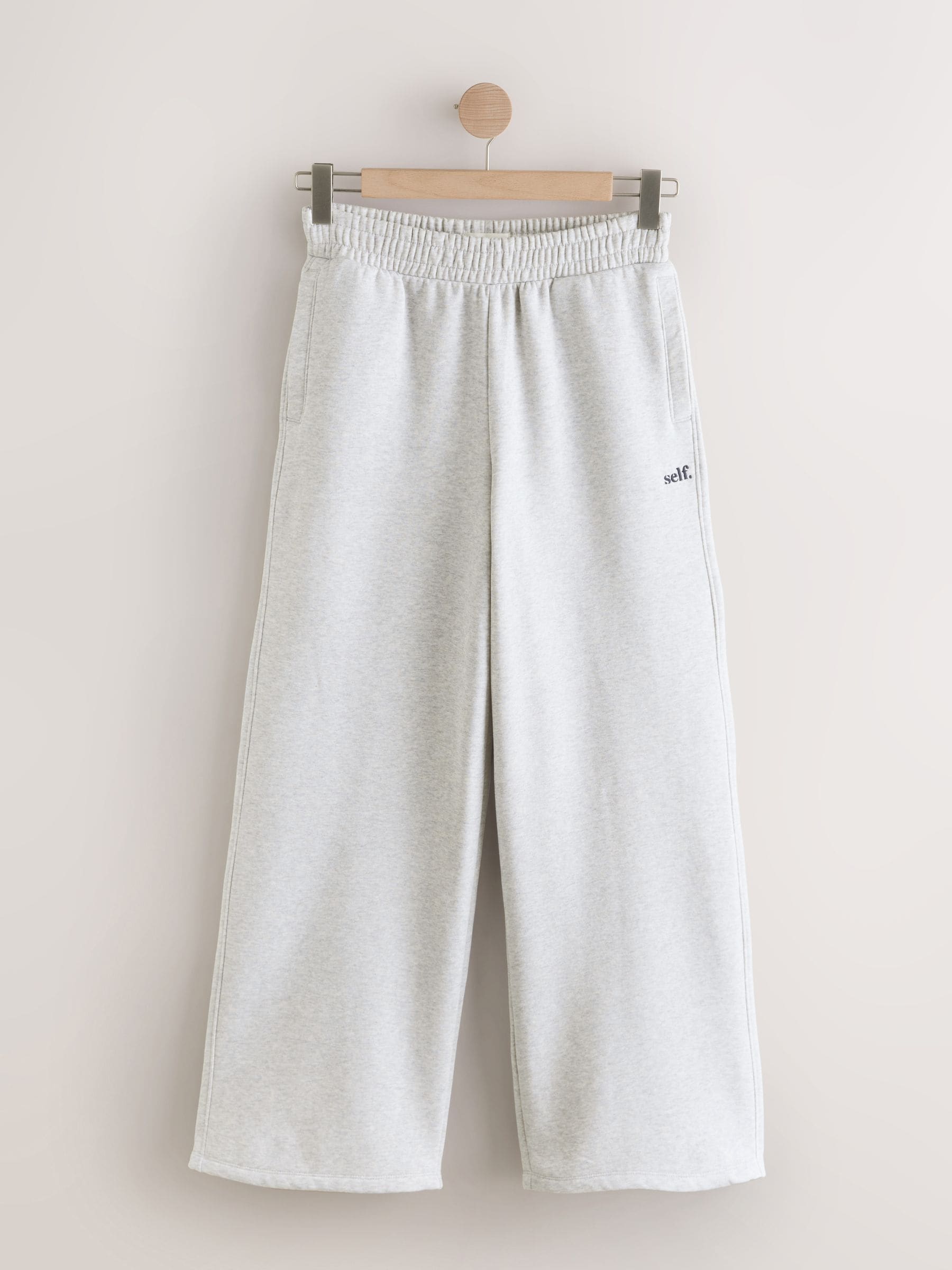 Grijs - self. joggingbroek met wijde pijpen