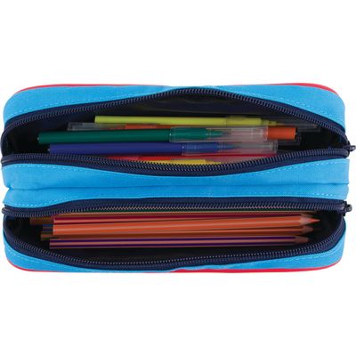 Trousse Les Scolaires Garçon - 2 compartiments - marine et bleu - Oberthur